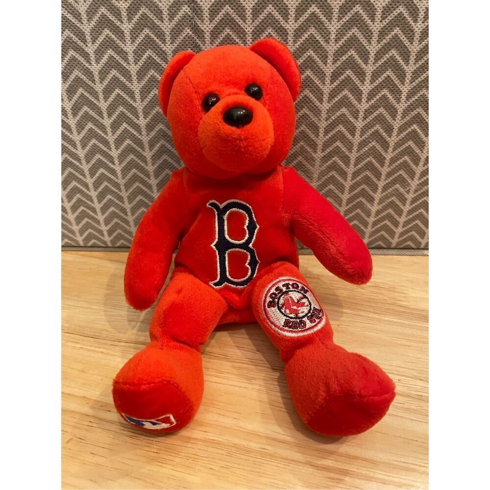 BOSTON RED SOX Team ML Beans 8" Red Teddy Bear B Logo MLB Beanie